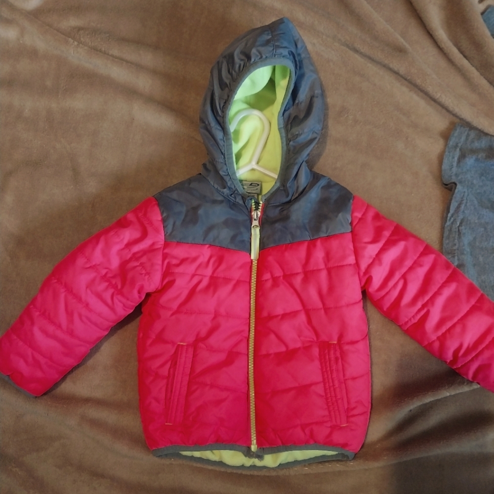 Kids Pink and Gray Hooded Jacket